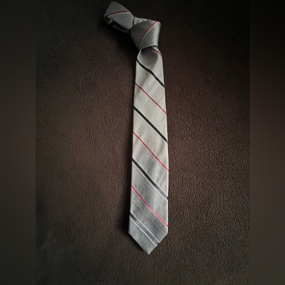 Christian Dior Vintage Striped Necktie Tie Classic Logo Front and Back Lining